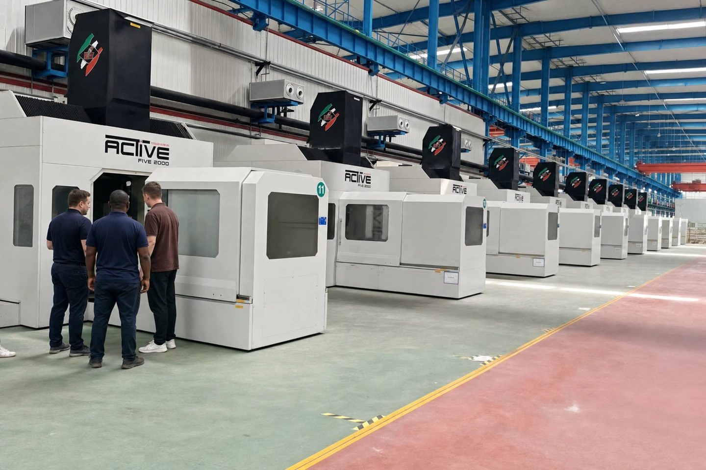 CNC machining centers in a production workshop